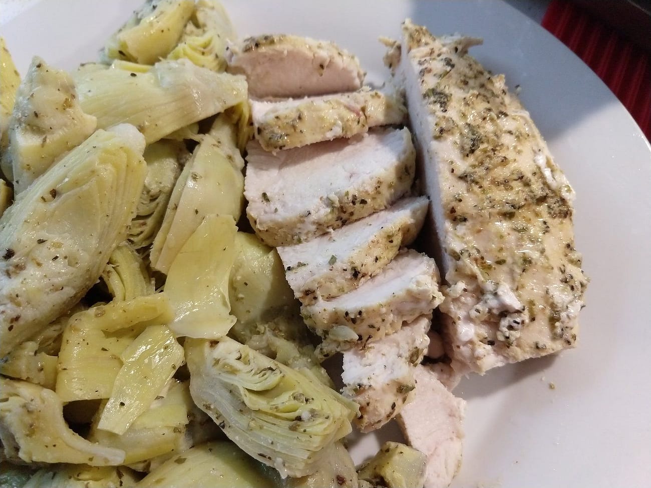 Marinated Chicken with Artichoke hearts in a Lemon Pepper sauce